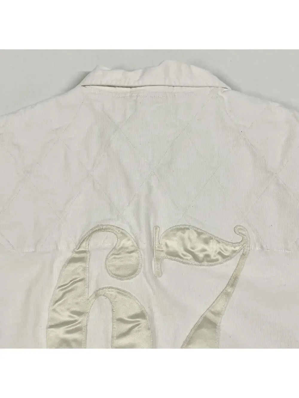 VTG Polo Ralph Lauren Rugby White Longsleeve Shirt Quilted 67 Back Sz XL STAINS